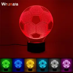 Wrumava 3d футбол светодиодный светильник 7 цветов Изменение 3D иллюзия Лампа Футбол ночник видимого света подарок для любитель спорта Рождество