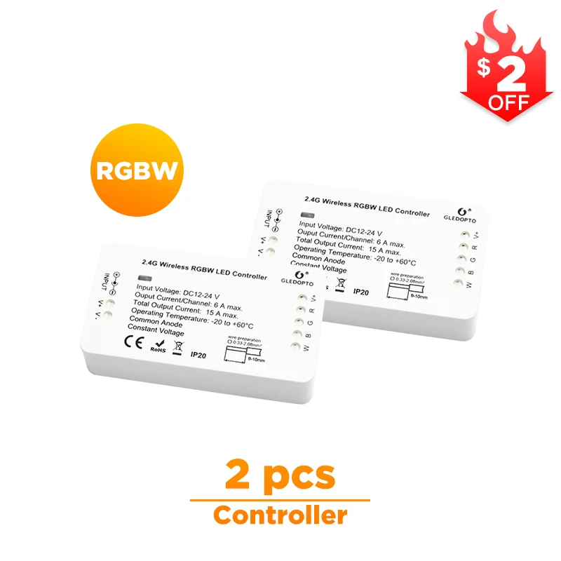 G светодиодный OPTO DC12-24V RGB+ CCT/rgbw Zigbee смарт-светодиодный пульт управления голосовым управлением с Echo plus smartThings ZIGBEE 3,0 HUB - Цвет: 2 Pcs RGBW