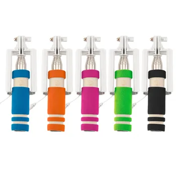 

Mini Extendable Handheld Selfie Stick 5 Color Wired Remote Shutter Monopod for all brands cell phone