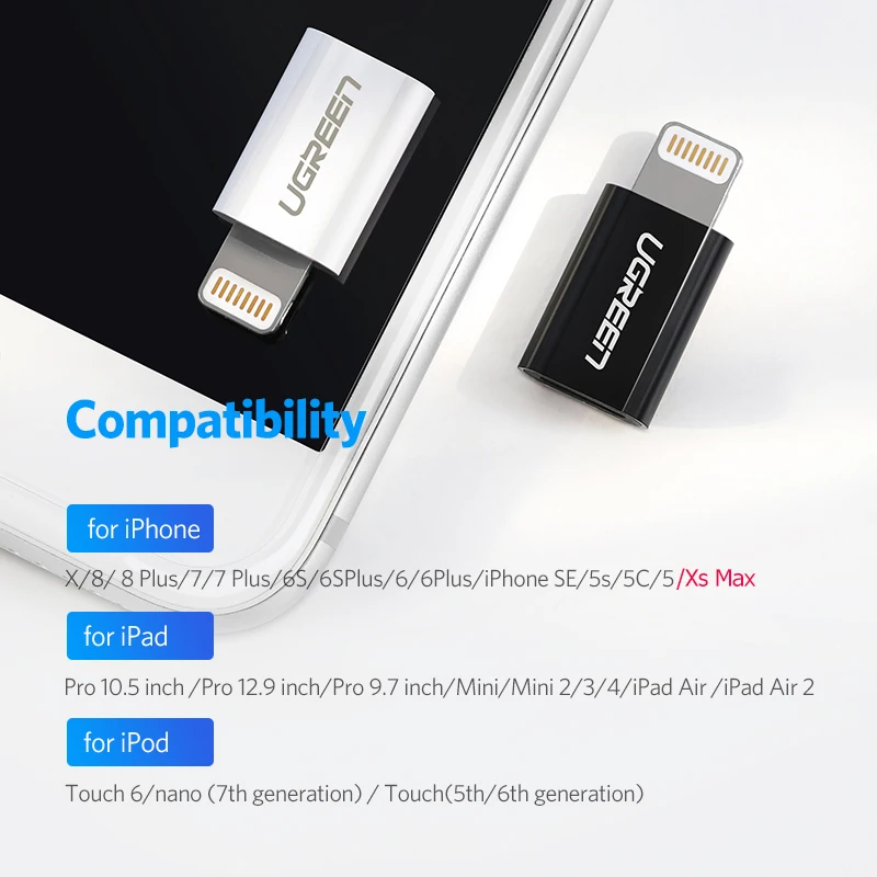 Ugreen USB адаптер для iPhone 8 Lightning-Micro USB для iPhone 11 Pro XS 7 адаптер для быстрой зарядки и синхронизации данных для iPad USB кабель