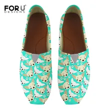 FORUDESIGNS; женские лоферы с милым принтом головы Чихуахуа; женские слипоны на плоской подошве с круглым носком; мокасины; женская обувь для прогулок и фитнеса