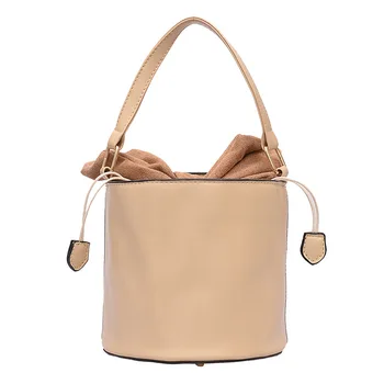 

NEW-Bucket Bag Portable Fashion Personality Ear Bucket Portable Messenger Bag Bow Tie Buckle Bag