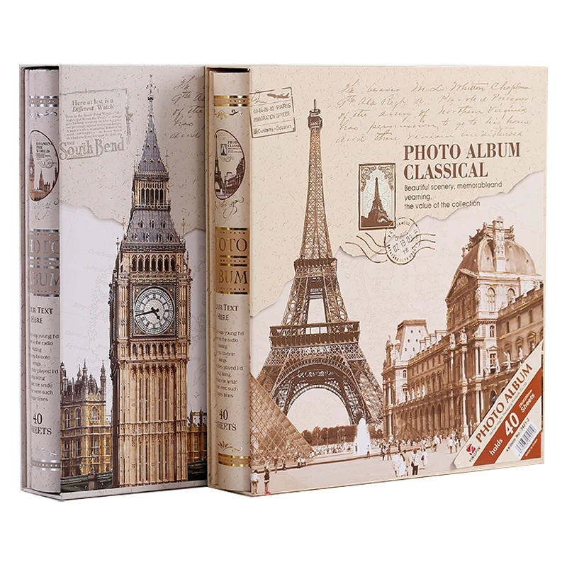 

New Arrival Boxed Photo Album For 5/6/7/8 inch Photos Sticky Type Saddle Stitching Retro Creative Wedding Gift Yearbook