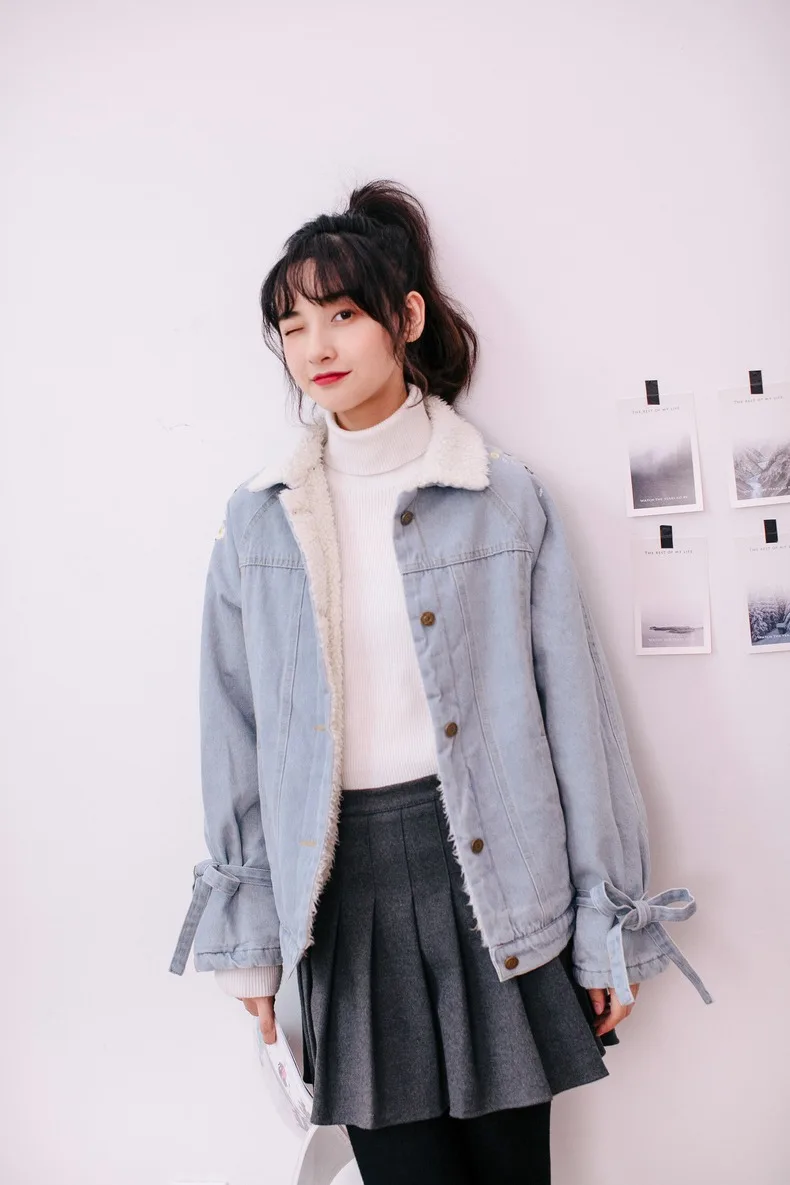 2019 Джинсовая Куртка Harajuku укороченная Корейская уличная твидовая Вельветовая плюс размер однотонная бархатная короткая хлопковая куртка