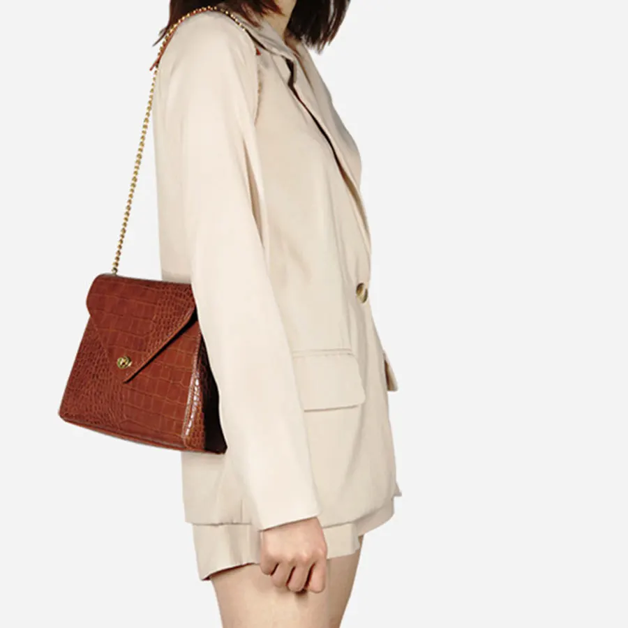 

Crocodile Pattern Shoulder Bags For Ladies High Quality Pu Leather Crossbody Female Fashion Vintage Metal Chain Messenger Bags