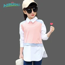 Aixinghao School Blouses Girls Shirts Turn Down Collar Children Teenage Girls Blouse Shirt Kids Long Sleeve