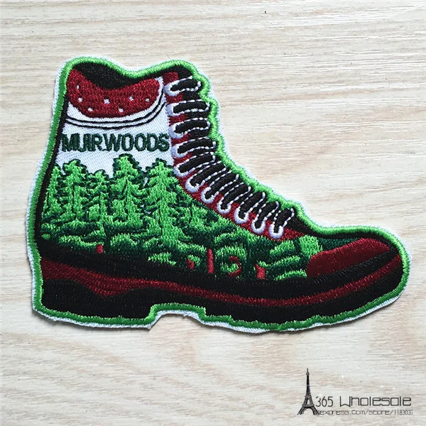 Green Boot Woods Forest Cloth Patches 10pcs
