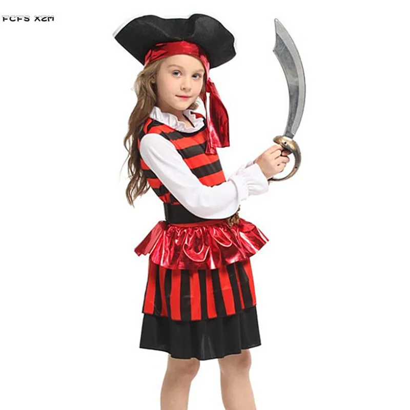 Girls Robber Warrior Cosplays Kids Children Halloween Pirate Costumes