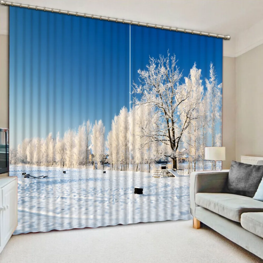 Winter Landscape Blackout 3D Curtains For Living Room Bedroom Photo