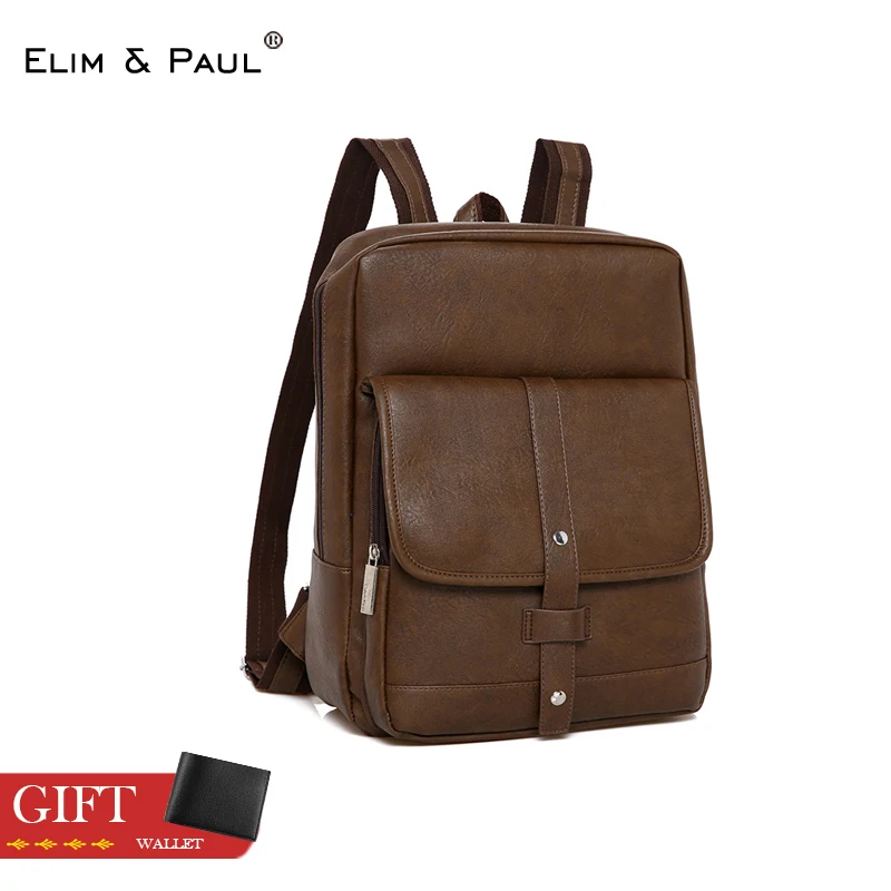 

Fashion PU Leather Mens Backpack Outdoor Travel Backpack Male Waterproof Laptop Bag Pack Bookbags Vintage sac a dos homme