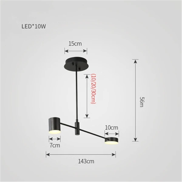 Современная простая люстра в скандинавском стиле, роскошная вращающаяся художественная Люстра для гостиной, люстры в стиле промышленного ветра, столовая, спальня, светодиодная люстра - Цвет абажура: Black  2 heads