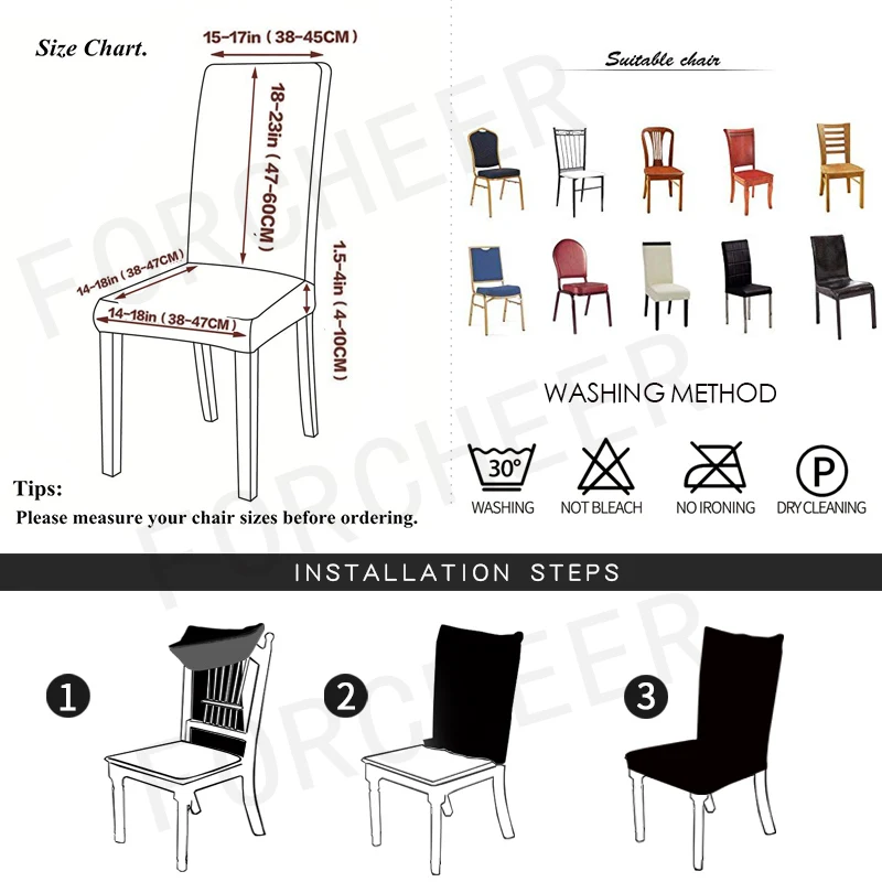 6 шт. спандекс чехлы на стулья для столовой эластичные чехлы на стулья для банкет ресторан отель хауссе де шезлонг моющиеся