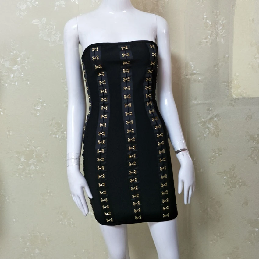 2019 fashion nova mini sexy party vesitods clubwear night out celebrity style lady strapless little black crochet bandage dress