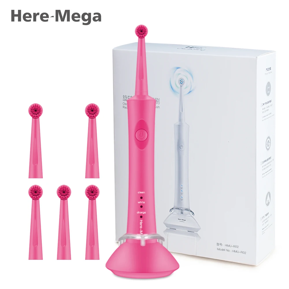 

Here Mega Rotating Electric Toothbrush Sonic Automatic Toothbrush USB Rechargeable Toothbrush Clean Whitening For Rose Red