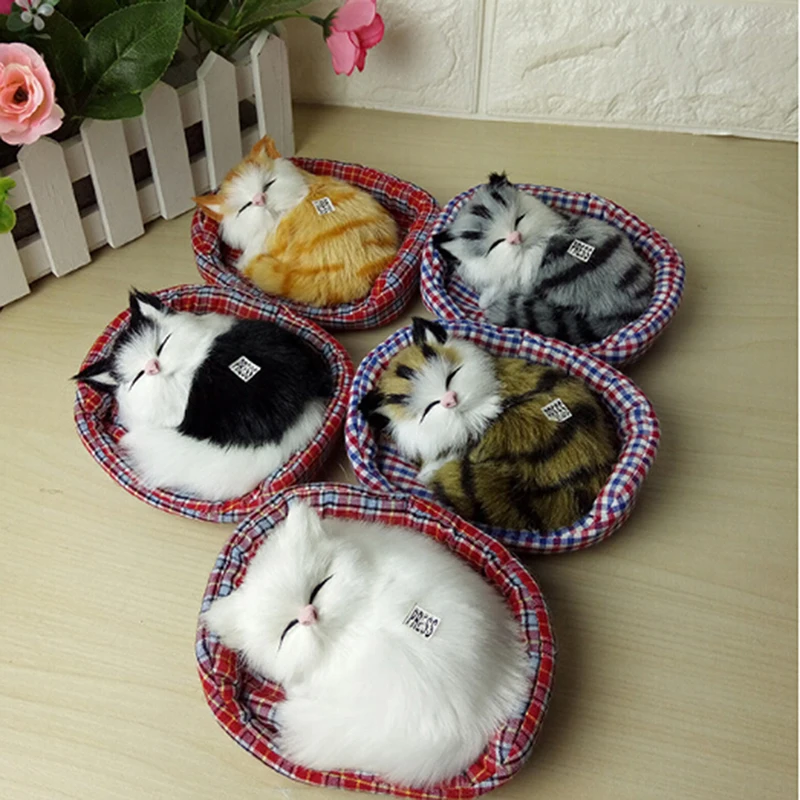 

Lovely Simulation Doll Plush Animal Cats Sleeping Toy Plush Toys Real Life Plush With Sound Toy Kids Girl Birthday Gift For Kids