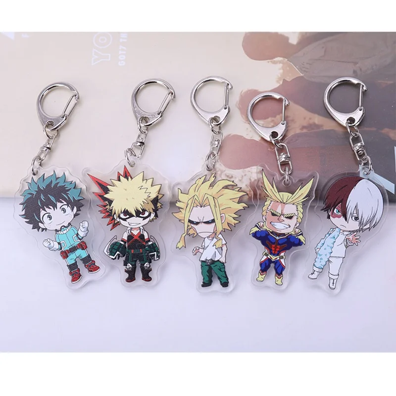 

My Hero Academy Keychain Cute Double Sided Comic Keyring Anime acrylic Key Chain Cartoon Accessories
