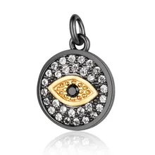 

Beiver Evil Eye CZ Charm Micro Pave Cubic Zirconia Lucky Evil Eye Pendant Charms Two Tone Gun Metal Plated Wholesale