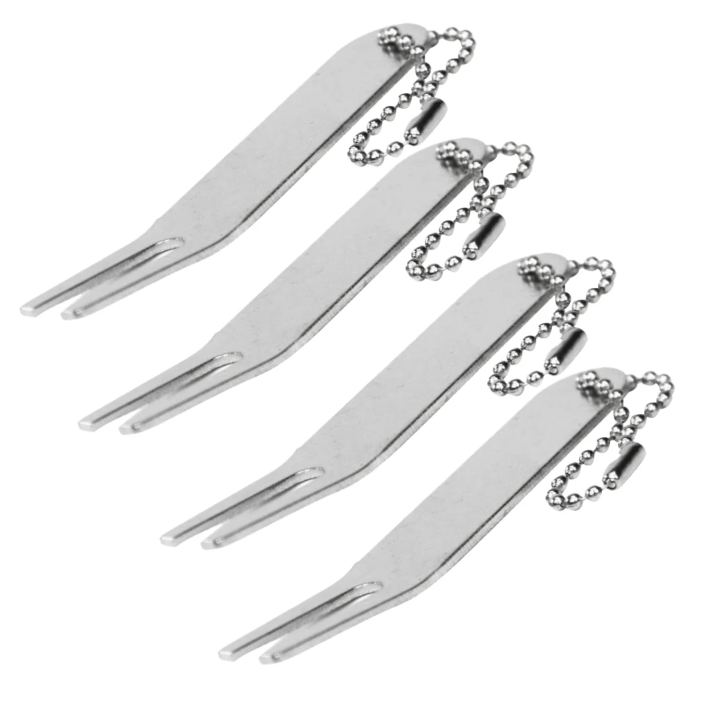 4 Count 3 x0.6 inch Metal Bending Golf Divot Repair Tool Pitch Repairing Fork Green Supplies