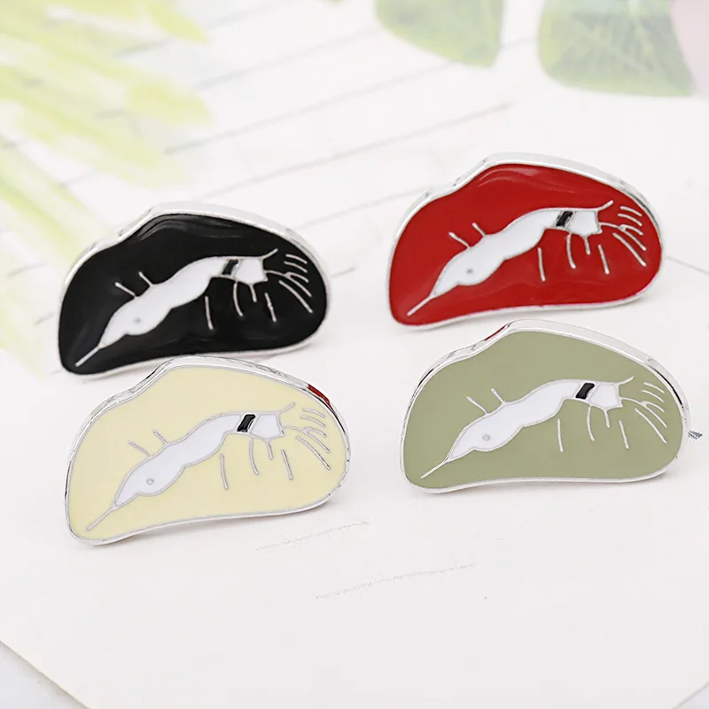 

Creative Hot Sale Fashion Cute Sexy Red Lips Enamel Pin Brooch Women Men Cartoon Badges Decoration Pins Brooches