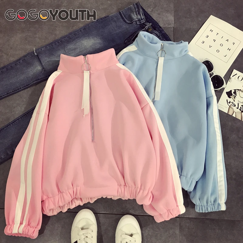 Surmiitro 2018 Loose Autumn Winter Sweatshirt Female Bts Kpop Zipper Hoodies Women Turtleneck Long Sleeve Pullover Sweat Femme | Женская