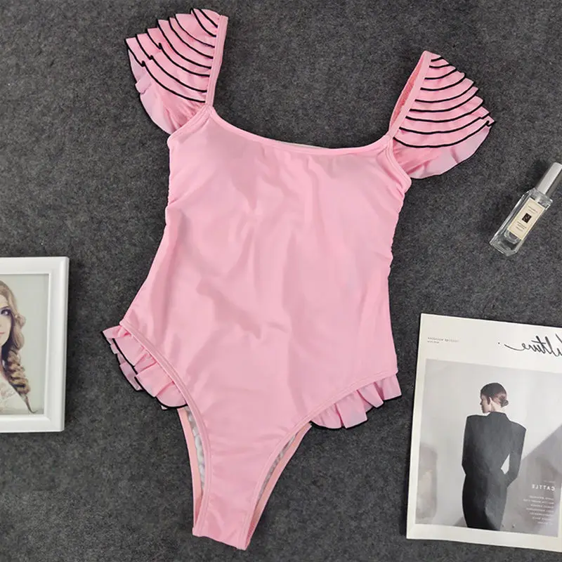 

Women One Piece Swimwear Deep V Swimsuit Female Bodysuit Bathing Suit Swimming One Piece Beach Wear Bandage Bikini L66