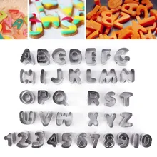 37 шт./компл. металлические буквы Номер Декоративные Инструменты для выпечки, фрукты, Украшение Тортов мастикой резак для глазури пресс-форма Набор форм для печенья