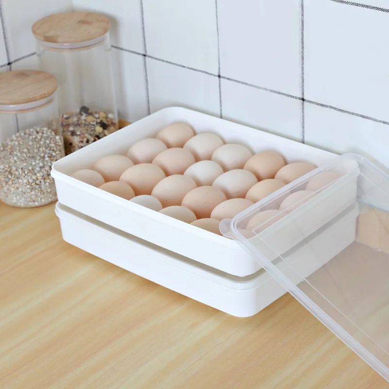 24 Grid Food Storage Container for Eggs Box Plastic Kitchen Fridge Tough and Wear Resistant Save Space Bottom Increase Safety