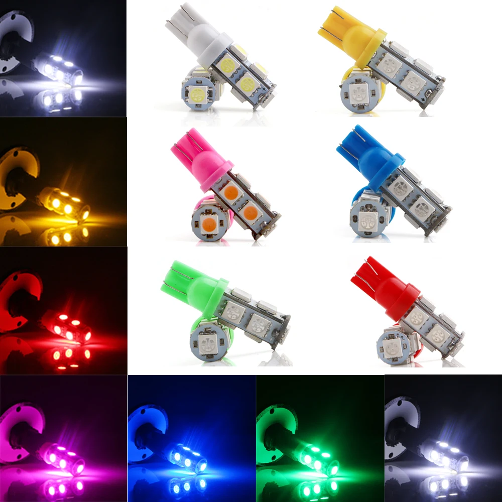 

30Pcs/Lot T10 W5W 194 168 5050 9 SMD LED Wedge Bulbs Interior Instrument Reading Auto Door Lamps Clearance Lights DC 12V 24V