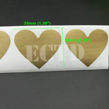 

500Pcs Scratch Off Sticker 30x35mm Small Heart Shape Gold Color Blank For Secret Code Cover Home Game Wedding Message Sticker