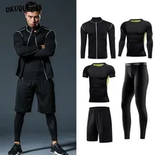 Men Sportswear Elastic Sport Suits Breathable Tracksuit Jogging Training Gym Fitness Workout Clothes Quick Dry Running Set Male