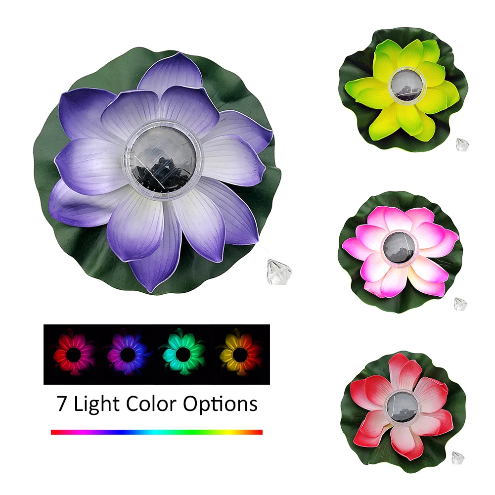 Плавающий на солнечной батарее в виде лотоса фонарь светодиодный светильник желаний лотоса красочный плавающий декоративный светильник для водоема