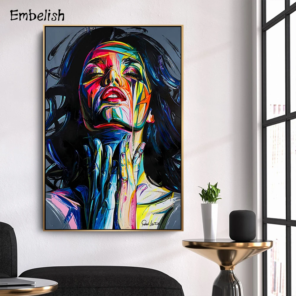 

Embelish 1 Pieces Francoise Nielly Colorful Face Hot HD Canvas Paintings For Living Room Modern Home Decor Wall Art Pictures