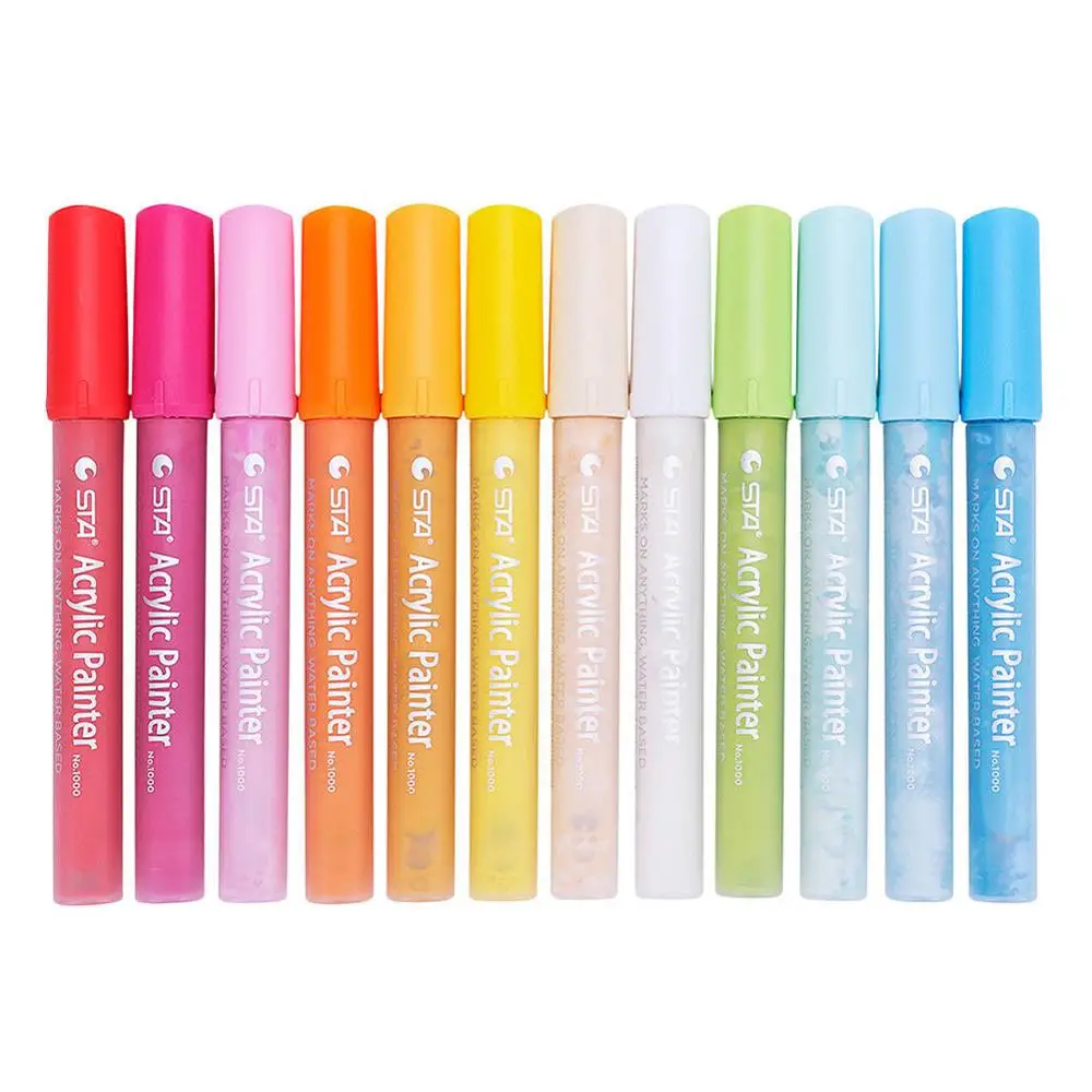 

12Pcs Waterproof Acrylic Markers Highlighter Painting Marker Drawing Writing Pen