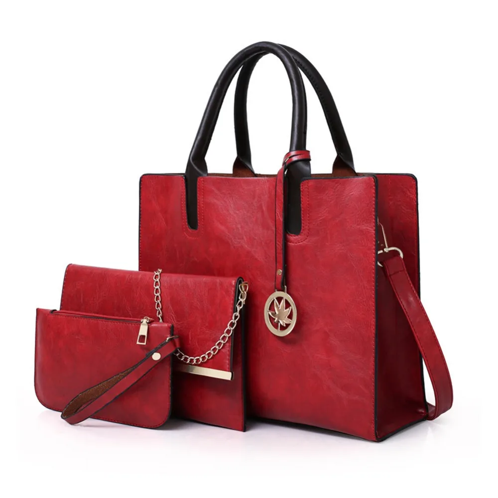 Women Bags 3 Pcs/Set Leather Handbag Women Large Tote Bags Ladies ...