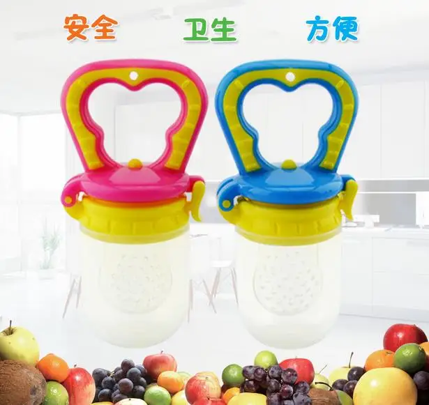 

Baby Infant Pacifier Soft Safety 2 Colors Food Teeth Nibbler Pacifier Fruit Feeding Training Tool With Gift 2PCS/LOT