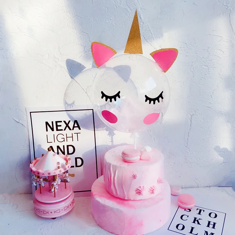 

New Transparent Unicorn Feather Balloon Cake Topper Unicorn Cake Toppers Decorations for Baby Shower Children Birthday Supplies