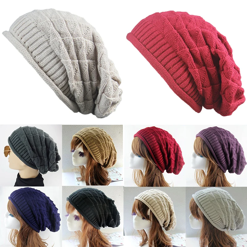 

Unisex Men Women Knit Baggy Beanie Oversize Winter Hat Ski Slouchy Cap Skull Skullies Beanies