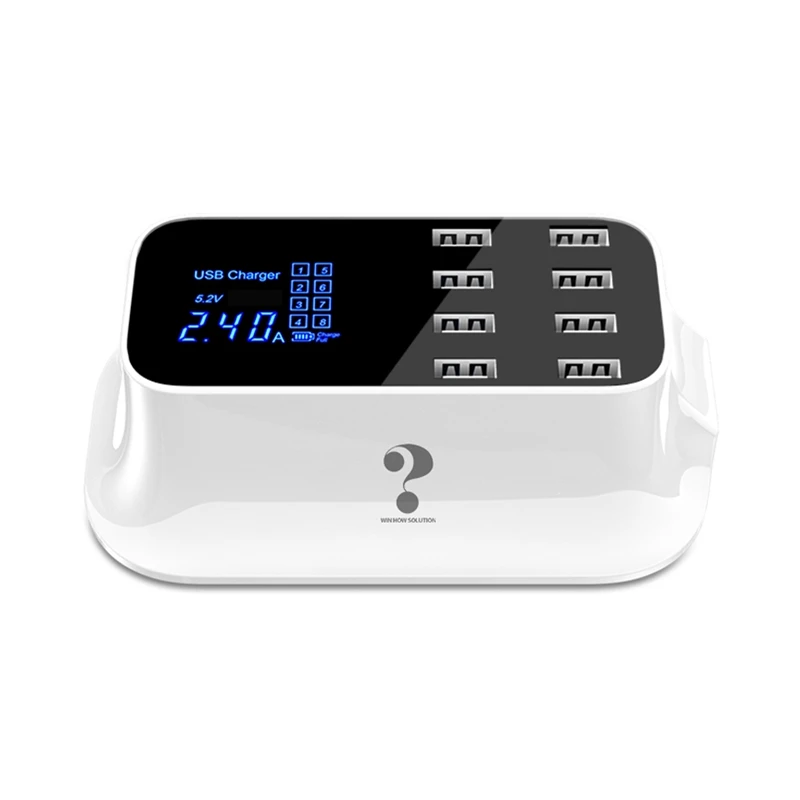 

WENHAO Universal Led Display Screen Multi-Port 8 Ports Usb Travel Wall Charger Hub Desktop Charge Station For Mobile Phone No