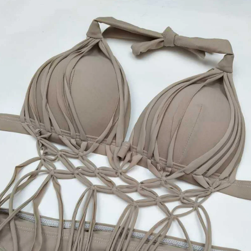 Bikinis Female 2019 Women Swimwear Bikini Tassel Swimsuit Grey Micro Bikini Sexy Bralette Push Up Padded Bra Beachwear (4)