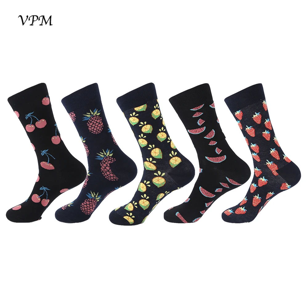VPM 21 стиль красочные чёсаный хлопок Брендовые мужские носки под горло платье деловые носки хараюку лучший подарок 5 пар/лот - Цвет: NS102