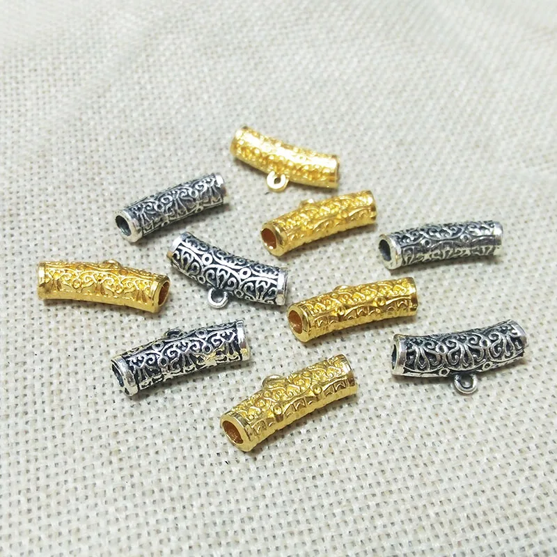 

wrap choker necklace pendant bails connectors findings tibet tube beads hollow filigree spacer leather cords jewelry making kit