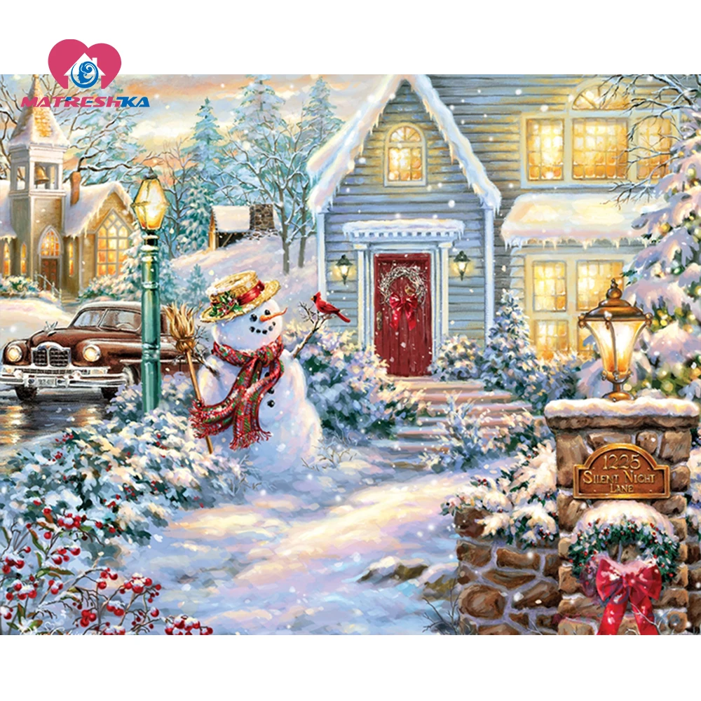 Алмазная картина полная квадратная Рождественская Алмазная вышивка Новогодняя картина Стразы Алмазная мозаика алмазная живопись kerst
