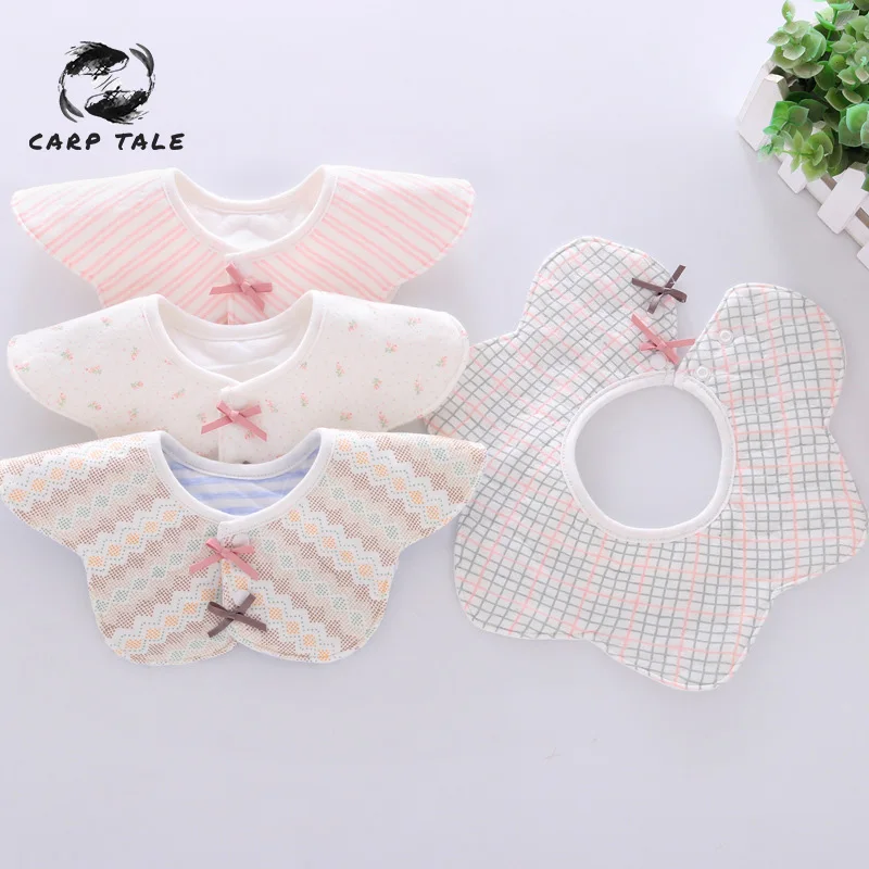 

Newborn baby reusable washable cotton boy bib snoring cloth round rotatable baby bib cotton female baby feeding bib child bib