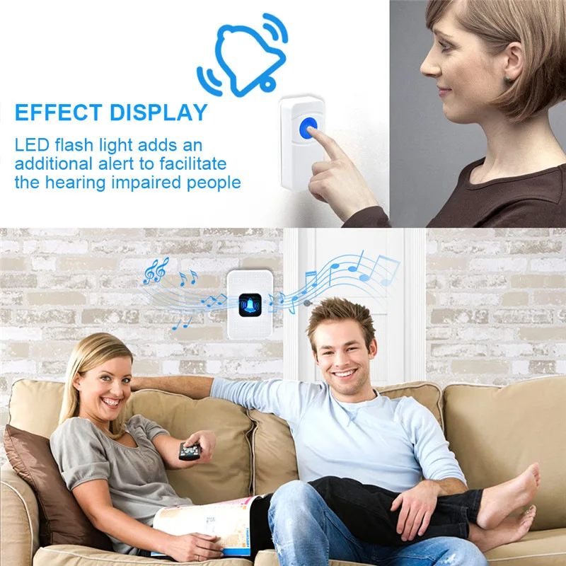 

N628 Home Electronic Remote Control Music Wireless Mini Doorbell Long Distance One For Two Eu Plug