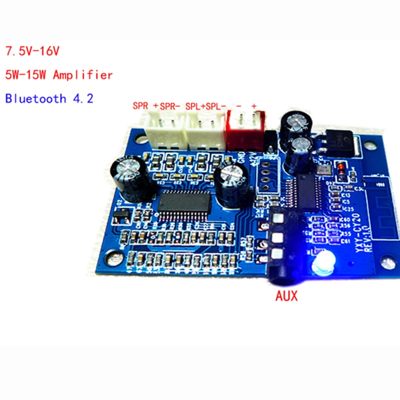 

LEORY bluetooth Decoder Board Speaker Audio Amplifier Board Modified bluetooth 4.2 Circuit Stereo Module 7.5V-16V 2*15W