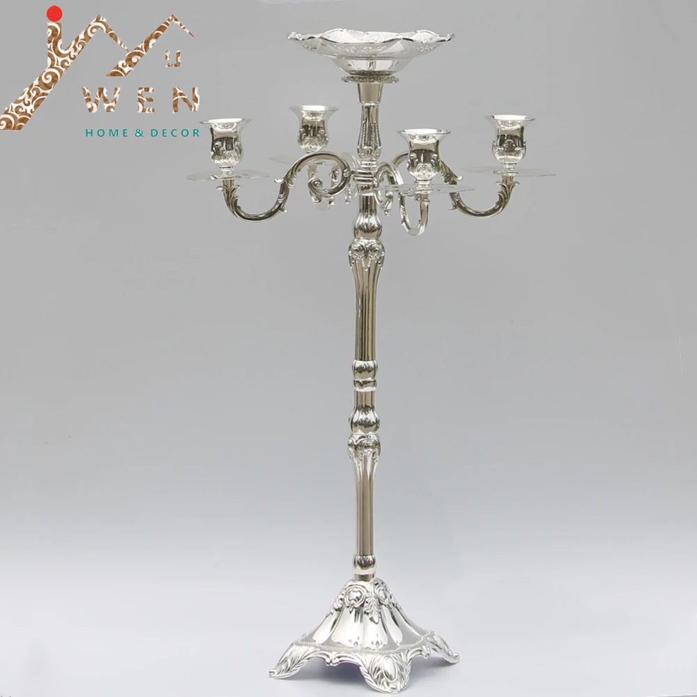 Buy Wholesle Silver finish candelabrum 63cm height 5 arms candelabra with