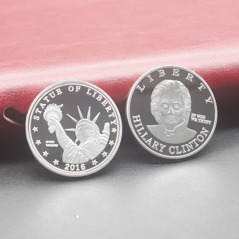 

The Iron woman Hillary Clinton 1 OZ silver plated badge USA 40 mm souvenir coin