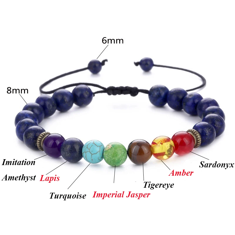 7 Chakra Bracelet Adjustable Beads Bangles & Bracelets Natural Solar System Energy Bracelet Male Healing Balance Pulseira_18