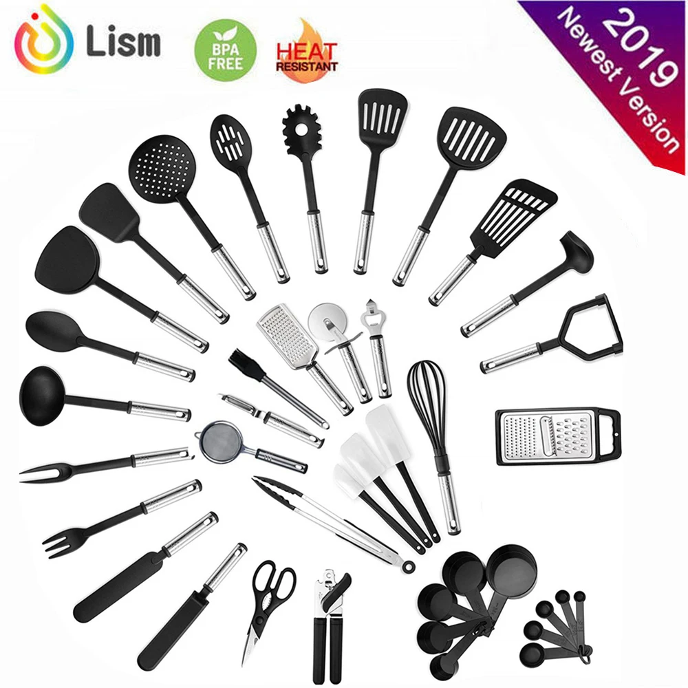 

Kitchen Utensil Set 40-Piece Cooking Utensils Nylon and Stainless Steel Utensil Set Nonstick Spatula Set Cooking Tool Set Gift