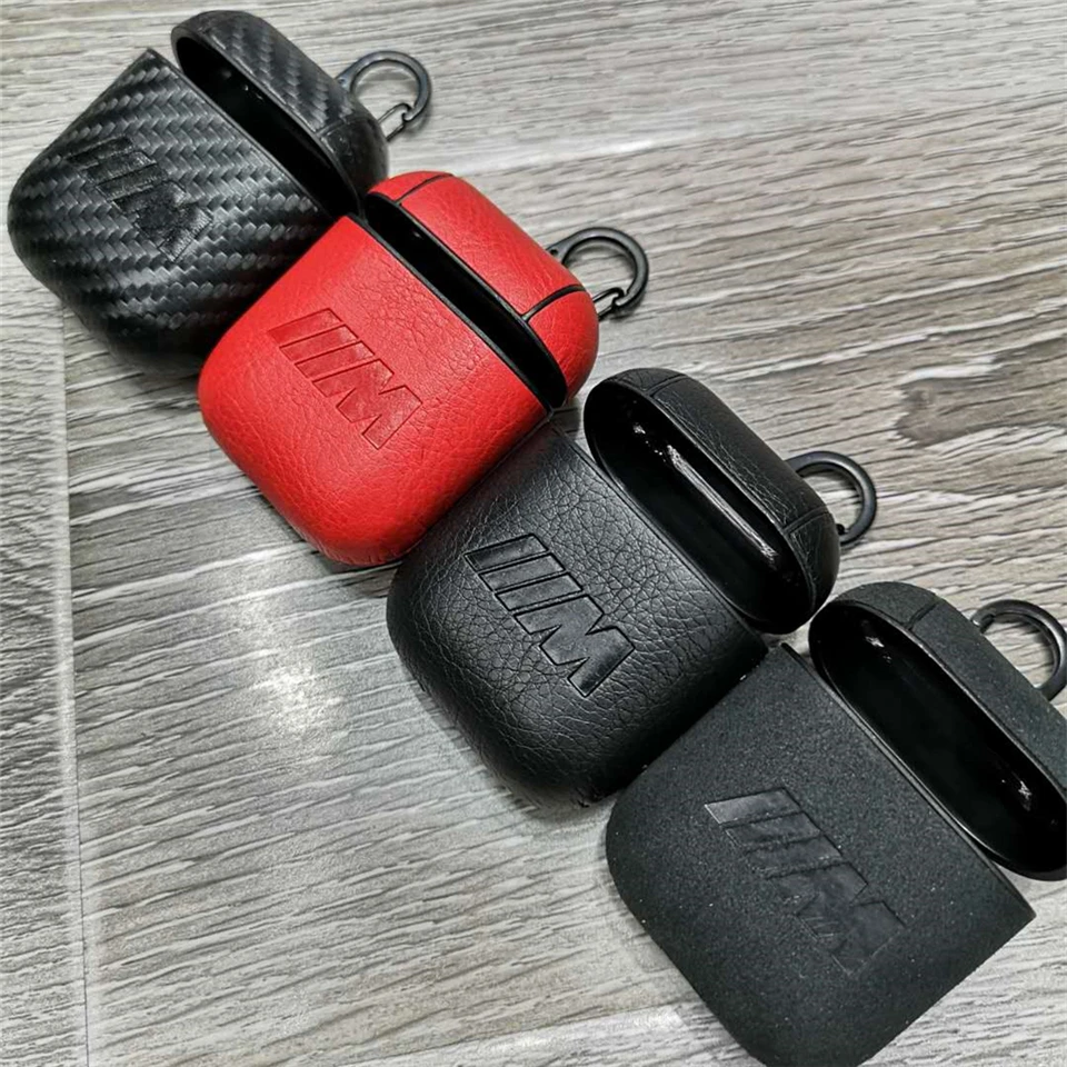 

For AirPods Case Bluetooth Wireless Earphone Case For Apple Airpods 2 Charging Box Luxury Car Logo Carbon Fiber Protect Cover
